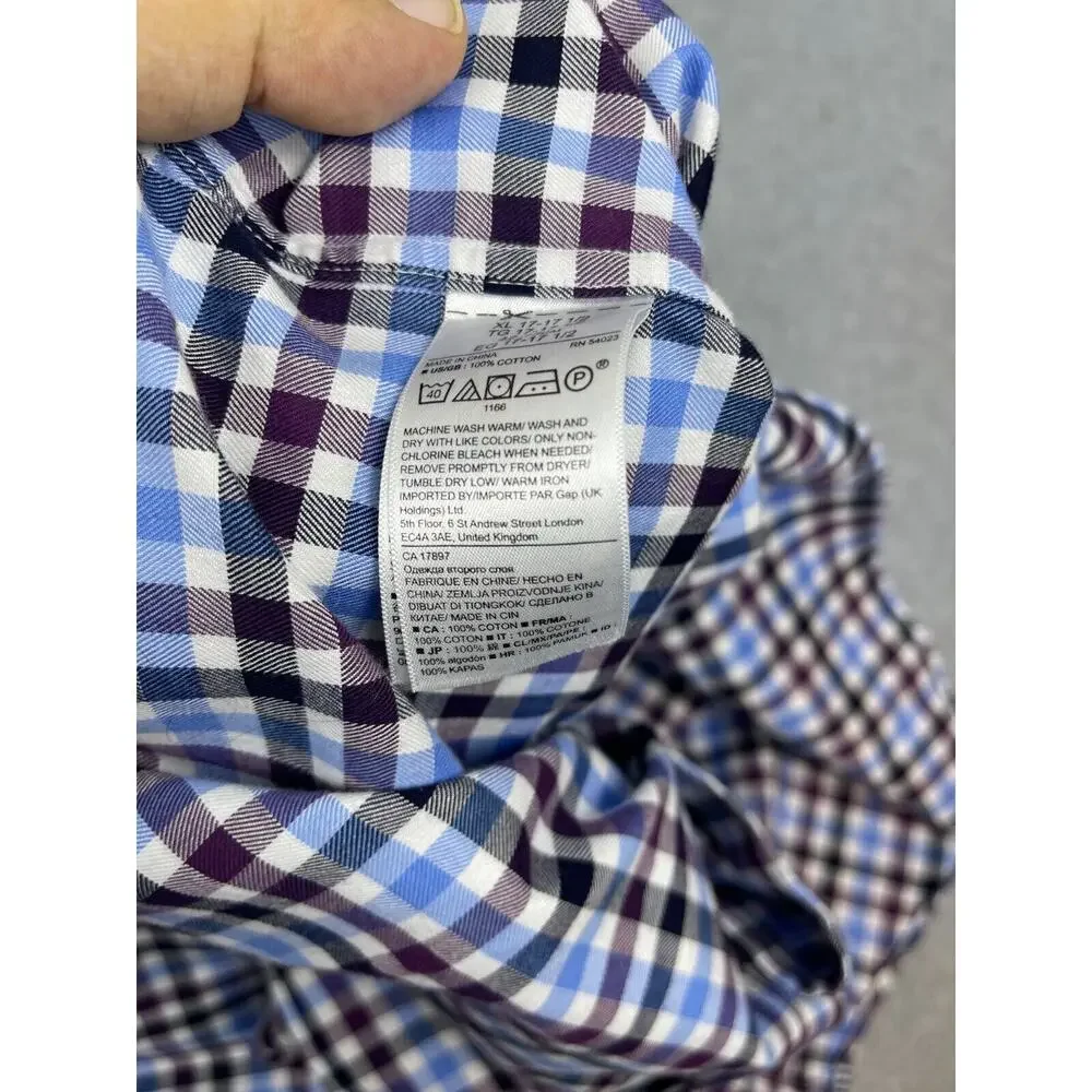 Banana Republic‎ Shirt Mens XL Blue Checks Long Sleeve Button Up Classic Preppy